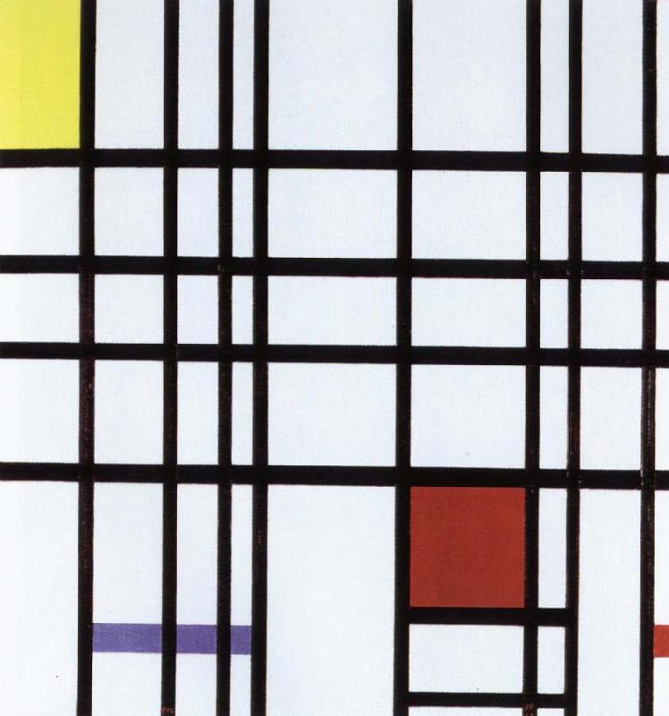 Piet Mondrian compostition with yellow,blue and red,1937 to 42